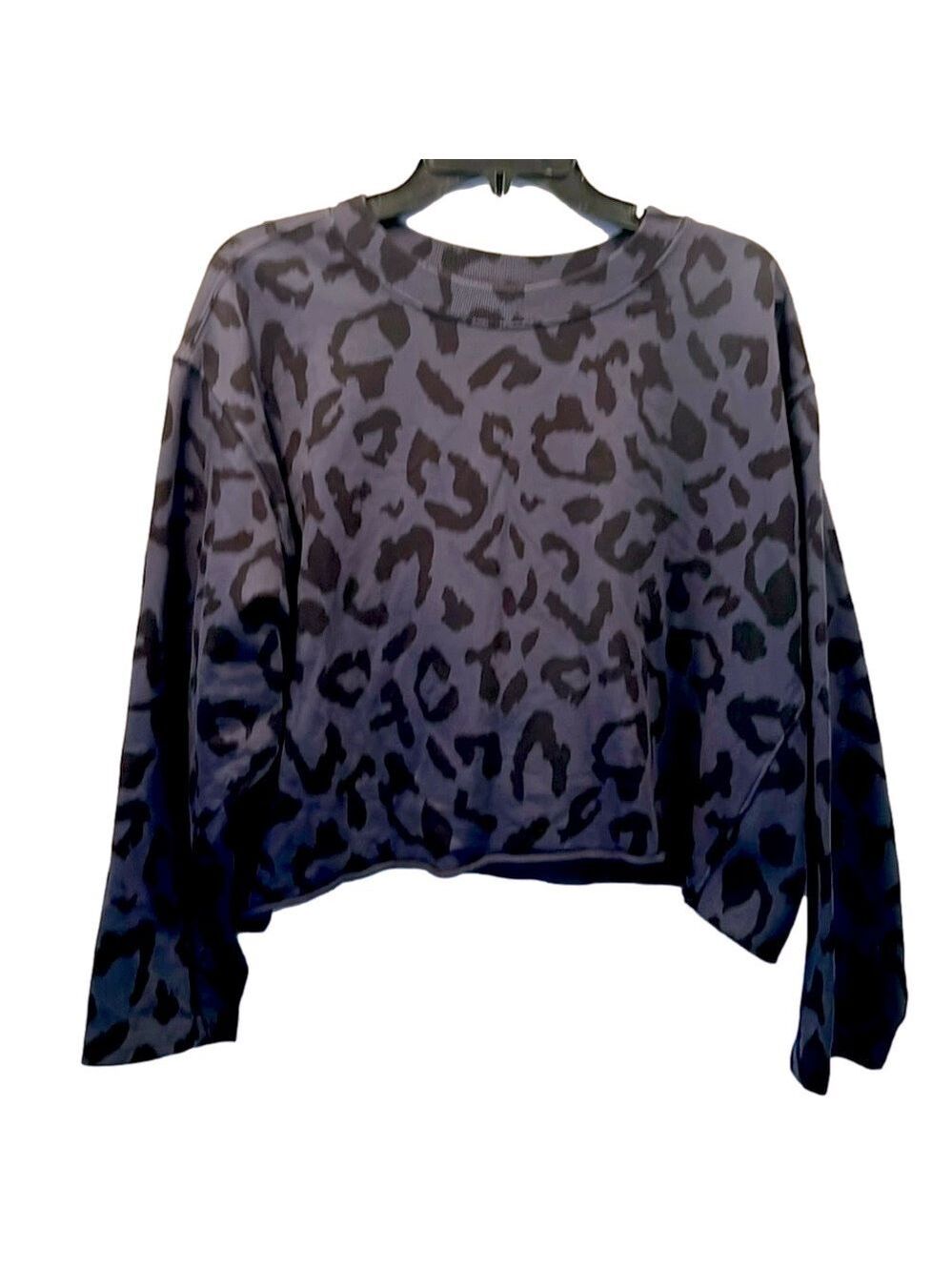 Velvet Crop Sweatshirt, Size Medium, PTP 26”, Length 20”, Blue and Black